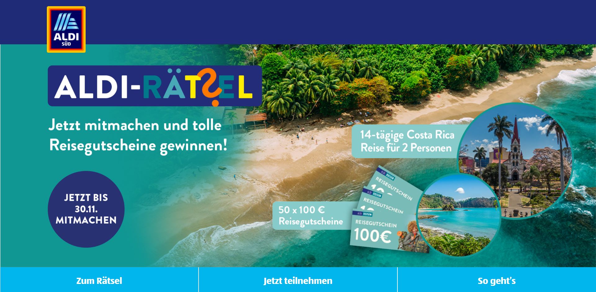 Aldi Süd Rätsel Gewinnspiel Costa Rica Rundreise gewinnen